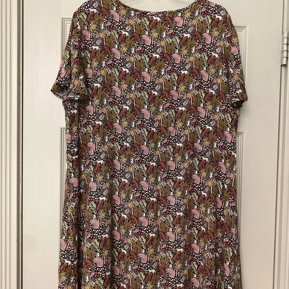 Loft Size XXL Paradise Jungle Print Button Front Side Tie Safari Dress NWT - Picture 2 of 8
